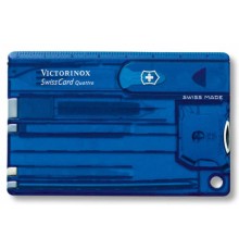 Швейцарская карта Victorinox SwissCard Quattro (0.7222.T2) синий полупрозрачный коробка подарочная