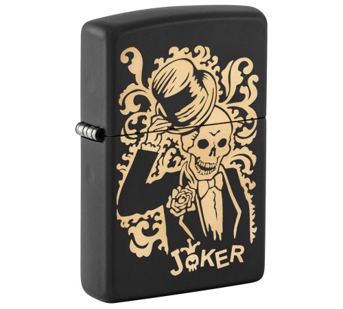 Зажигалка ZIPPO Skull Design с покрытием Black Matte, латунь/сталь, черная, 38x13x57 мм