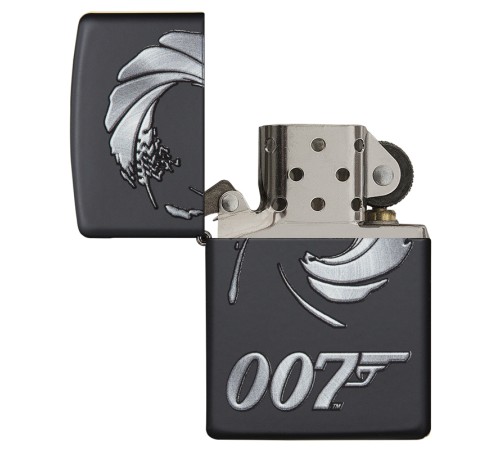 Зажигалка ZIPPO James Bond 007™ с покрытием Black Matte, латунь/сталь, чёрная, матовая, 36x12x56 мм