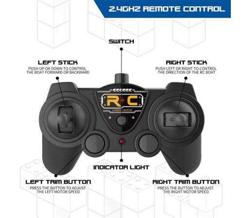 Радиоуправляемый катер Flytec V103 конструктор 2 в 1 (169 деталей) 2.4G RTR