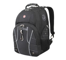 Рюкзак WENGER, 15”, чёрный/серебристый, полиэстер 900D/600D/искуственная кожа, 34x18x47 см, 29 л