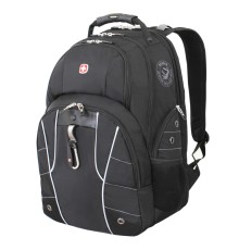 Рюкзак WENGER, 15”, чёрный/серебристый, полиэстер 900D/600D/искуственная кожа, 34x18x47 см, 29 л