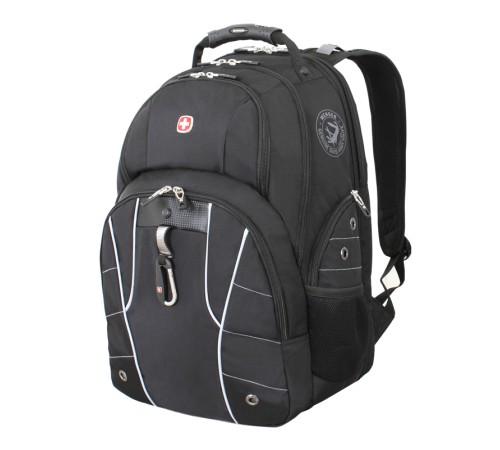 Рюкзак WENGER, 15”, чёрный/серебристый, полиэстер 900D/600D/искуственная кожа, 34x18x47 см, 29 л