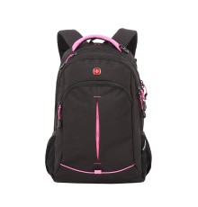 Рюкзак SWISSGEAR, черный/фуксия, фьюжн/2 мм рипстоп, 32x15x46 см, 22 л