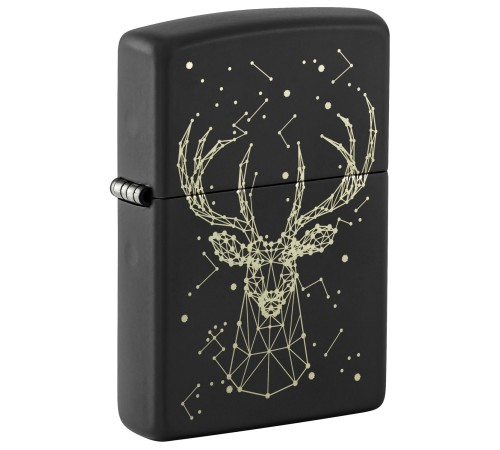 Зажигалка ZIPPO Deer с покрытием Black Matte, латунь/сталь, черная, матовая, 38x13x57 мм