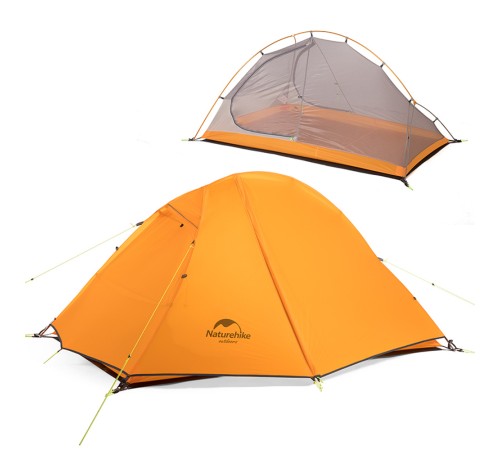 Палатка 1-местная Naturehike сверхлегкая + коврик NH18A095-D, 20D, оранжевый, 6975641886495