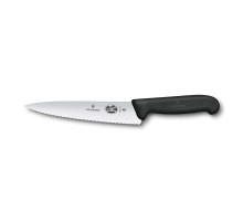 Нож разделочный VICTORINOX Fibrox с волнистым лезвием 19 см, чёрный