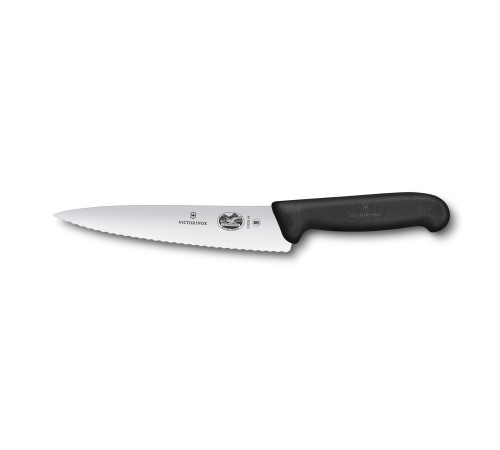 Нож разделочный VICTORINOX Fibrox с волнистым лезвием 19 см, чёрный