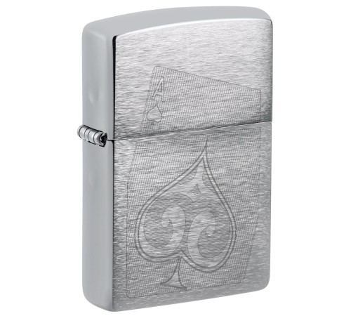 Зажигалка ZIPPO с покрытием Brushed Chrome, латунь/сталь, серебристая, матовая, 38x13x57 мм