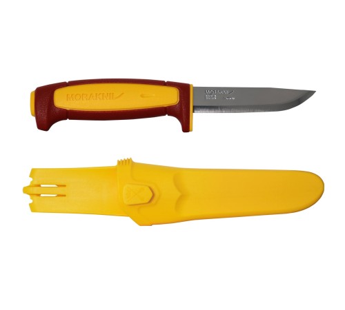 Нож Morakniv Basic 511 лимитированный 2023 углеродистая сталь, пласт. ручка (красная) желтая вставка, 14146