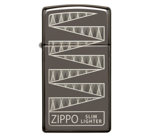 Зажигалка 65th Anniversary Zippo Slim® с покрытием Black Ice®, латунь/сталь, чёрная, 29x10x60 мм