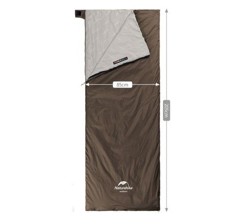 Мешок спальный  Naturehike NH21MSD09 мини LW180, размер M, коричневый, молния слева, 6927595777954L
