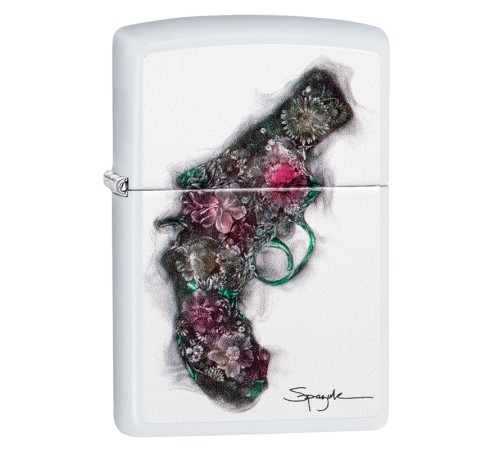 Зажигалка ZIPPO Spazuk с покрытием White Matte, латунь/сталь, белая, матовая, 38x13x57 мм