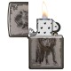 Зажигалка ZIPPO Wolf Design с покрытием Black Ice®, латунь/сталь, чёрная, глянцевая, 38x13x57 мм
