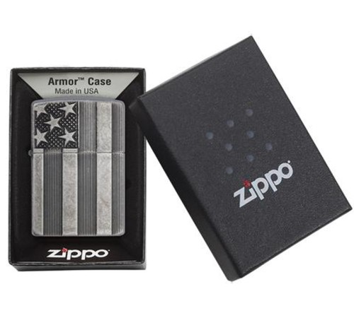 Зажигалка ZIPPO Armor™ с покрытием Antique Silver Plate™, латунь/сталь, серая, матовая, 38x13x57 мм