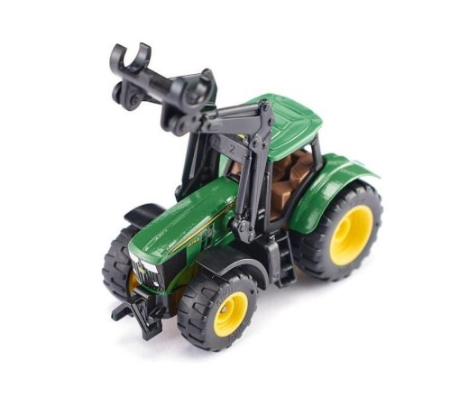 Трактор Siku 1540 John Deere с фронтальным погрузчиком для захвата брёвен