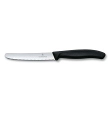 Нож столовый VICTORINOX SwissClassic, лезвие 11 см с волнистой заточкой, чёрный