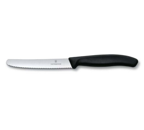 Нож столовый VICTORINOX SwissClassic, лезвие 11 см с волнистой заточкой, чёрный