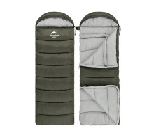Спальный мешок Naturehike U Series Двойной хлопок осень-зима Green U250S, молния слева, 6927595764305L