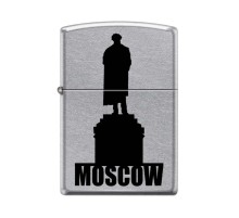 Зажигалка ZIPPO Памятник Пушкину, с покрытием Street Chrome™, латунь/сталь, серебристая, 38x13x57 мм