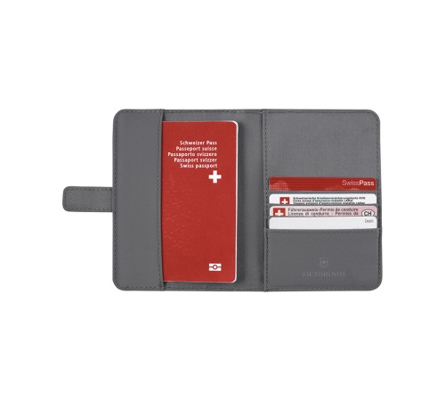 Обложка для паспорта VICTORINOX Travel Essentials, с защитой от сканирования RFID, серая, полиэстер, 11x1x15 см