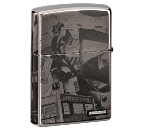 Зажигалка ZIPPO George Blaisdell с покрытием Black Ice®, латунь/сталь, чёрная, 36х12х56 мм