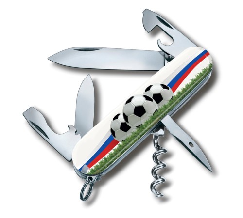 Нож перочинный VICTORINOX Spartan Футбольное поле, 91 мм, 12 функций, белый