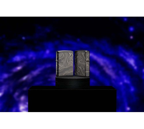 Зажигалка ZIPPO Marble Pattern с покрытием High Polish Black, латунь/сталь, чёрная, 38x13x57 мм