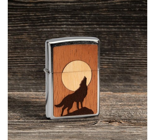 Зажигалка ZIPPO WOODCHUCK с покрытием Street Chrome™, латунь/сталь/дерево, серебристая, 38x13x57 мм
