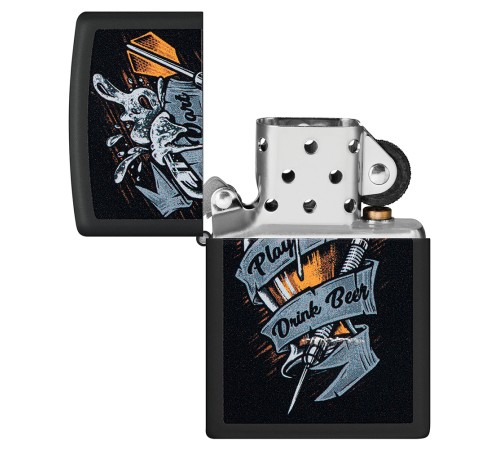 Зажигалка ZIPPO Darts с покрытием Black Matte, латунь/сталь, черная 38x13x57 мм