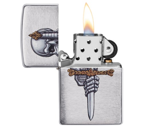 Зажигалка ZIPPO Woodchuck Cherry с покрытием Brushed Chrome, латунь/сталь, серебристая, 38x13x57 мм