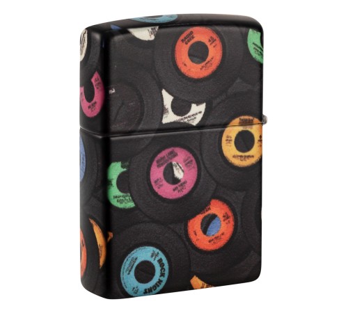 Зажигалка ZIPPO Records Design с покрытием 540 Matte, латунь/сталь, черная, 38x13x57 мм