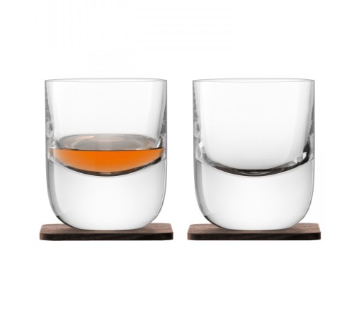 Набор стаканов с деревянными подставками Lsa International Renfrew Whisky, 270 мл, 2 шт.