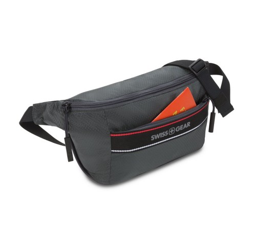 Сумка на пояс SWISSGEAR, серая, полиэстер с плетением рип-стоп, 38 x 5 x 15 см