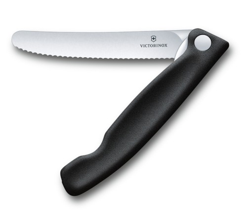 Нож для овощей VICTORINOX SwissClassic, складной, лезвие 11 см с волнистой заточкой, чёрный