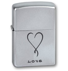 Зажигалка ZIPPO Love, с покрытием Satin Chrome™, латунь/сталь, серебристая, матовая, 38x13x57 мм