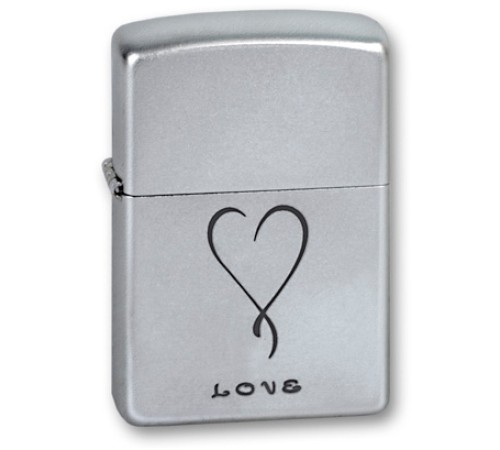 Зажигалка ZIPPO Love, с покрытием Satin Chrome™, латунь/сталь, серебристая, матовая, 38x13x57 мм