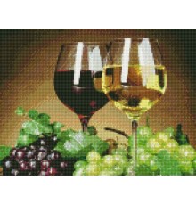 Алмазная мозаика с нанесенной рамкой 40х50 НАТЮРМОРТ С ВИНОГРАДОМ (30 цветов)