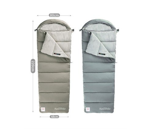 Ультралёгкий спальный мешок Naturehike CNK2350WS023 M300 хлопковый с капюшоном весна осень серый, молния слева