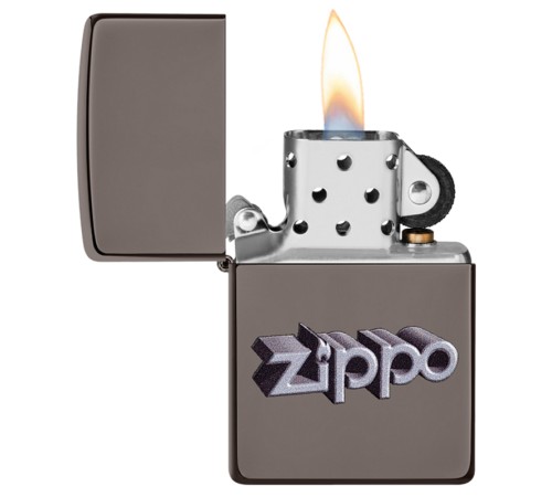 Зажигалка ZIPPO Zippo Design с покрытием Black Ice®, латунь/сталь, чёрная, глянцевая, 38x13x57 мм