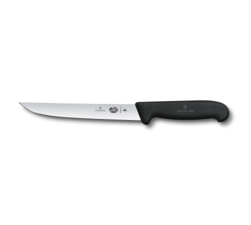 Нож разделочный VICTORINOX Fibrox с прямым узким лезвием 18 см, чёрный