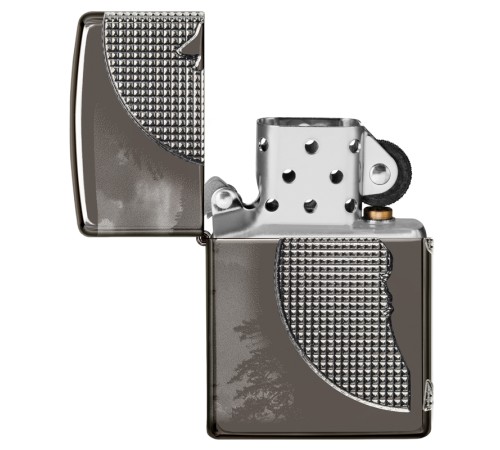 Зажигалка ZIPPO Armor™ Wolf  с покрытием High Polish Black Ice®, латунь/сталь, чёрная, 38x13x57 мм
