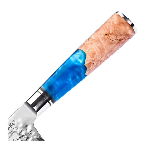 Нож из дамасской стали для овощей Keemake 7 Inch Nakiri Knife, синий + бежевый