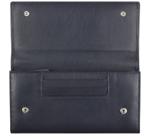 Кошелёк женский BUGATTI Lady Top, тёмно-синий, натуральная воловья кожа, 20х2,5х10,5 см