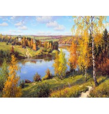 Картина мозаикой с нанесенной рамкой 40х50 ПРИЩЕПА. ОСЕНЬ. ГЛУБИНКА (32 цвета)