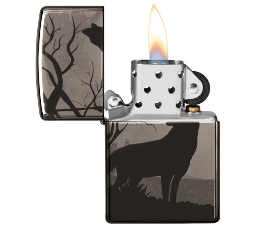 Зажигалка ZIPPO Classic с покрытием Black Ice®, латунь/сталь, чёрная, глянцевая, 38x13x57 мм