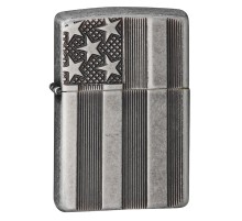 Зажигалка ZIPPO Armor™ с покрытием Antique Silver Plate™, латунь/сталь, серая, матовая, 38x13x57 мм