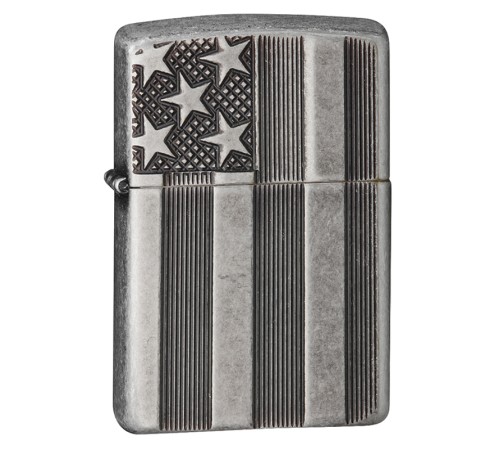 Зажигалка ZIPPO Armor™ с покрытием Antique Silver Plate™, латунь/сталь, серая, матовая, 38x13x57 мм
