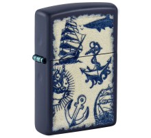 Зажигалка ZIPPO Nautical Design с покрытием Navy Matte, латунь/сталь, синяя, матовая, 38x13x57 мм