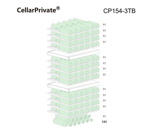 Винный шкаф Cellar Private трёхзонный на 143 бутылки CP154-3T